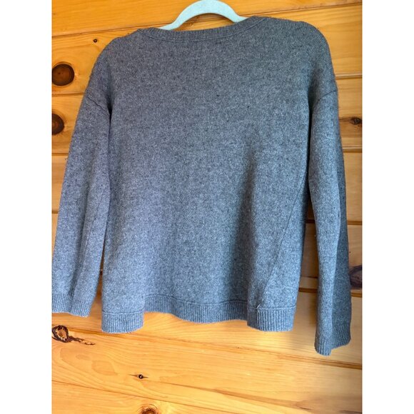 Banana Republic Gray V-Neck Sweater M - Merino Wool & Cashmere Blend - Picture 4 of 11